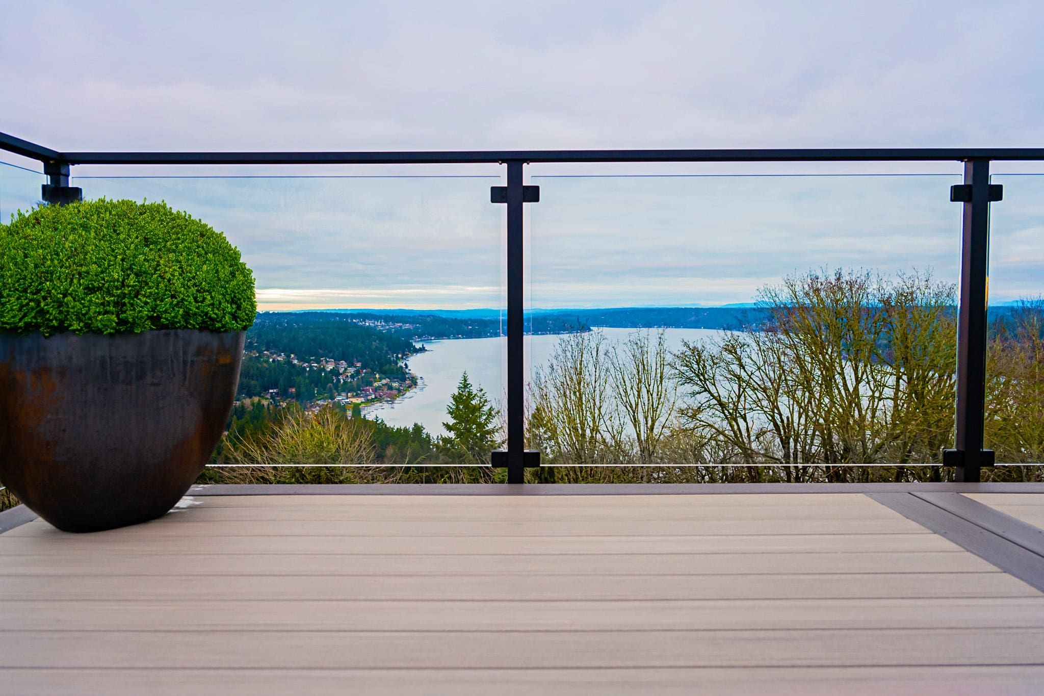 framed glass deck railing