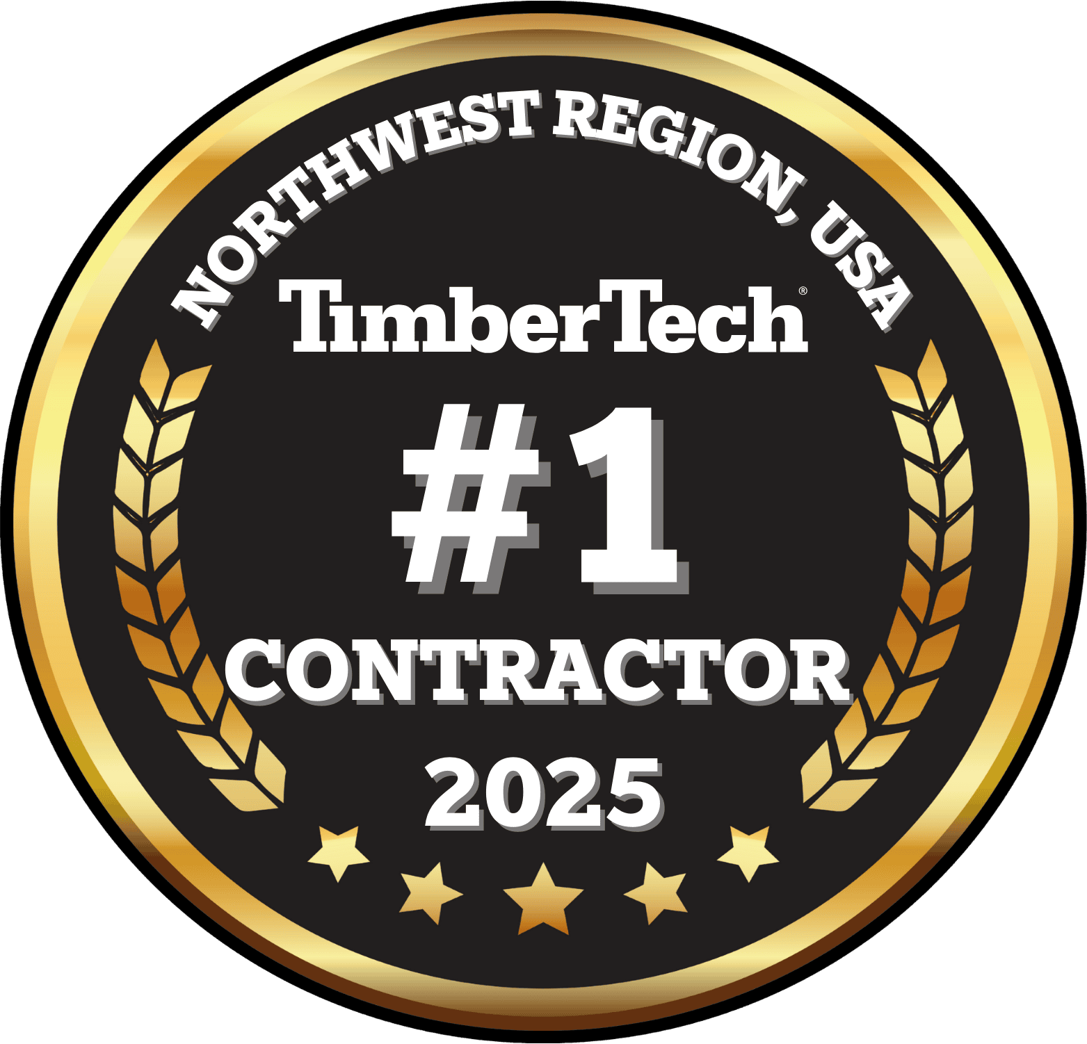 2025 Northwest USA TimberTech top contractor award badge